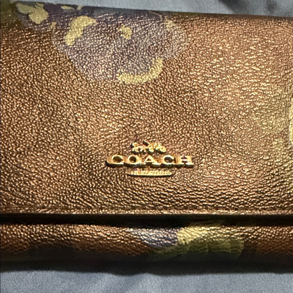 Coach Black and Blue Floral Wallet